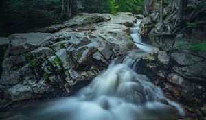 Preview wallpaper stones, moss, waterfall, nature