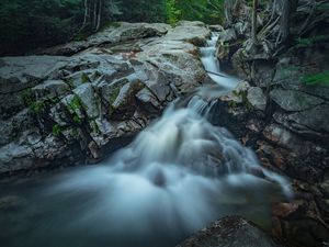 Preview wallpaper stones, moss, waterfall, nature