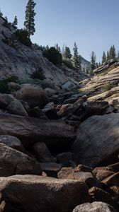 Preview wallpaper stones, mountains, landscape, nature, trees