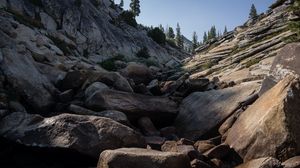 Preview wallpaper stones, mountains, landscape, nature, trees