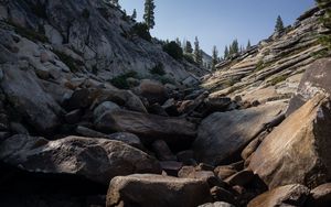 Preview wallpaper stones, mountains, landscape, nature, trees