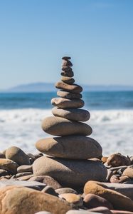 Preview wallpaper stones, pebbles, balance, beach