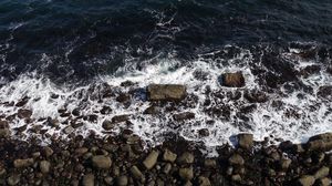 Preview wallpaper stones, pebbles, coast, sea, foam