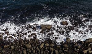Preview wallpaper stones, pebbles, coast, sea, foam