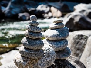 Preview wallpaper stones, pebbles, river, nature