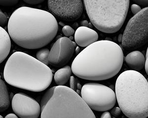 Preview wallpaper stones, pebbles, shadows, gray, black and white