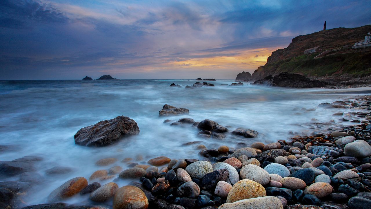 Wallpaper stones, pebbles, shore, sea, fog