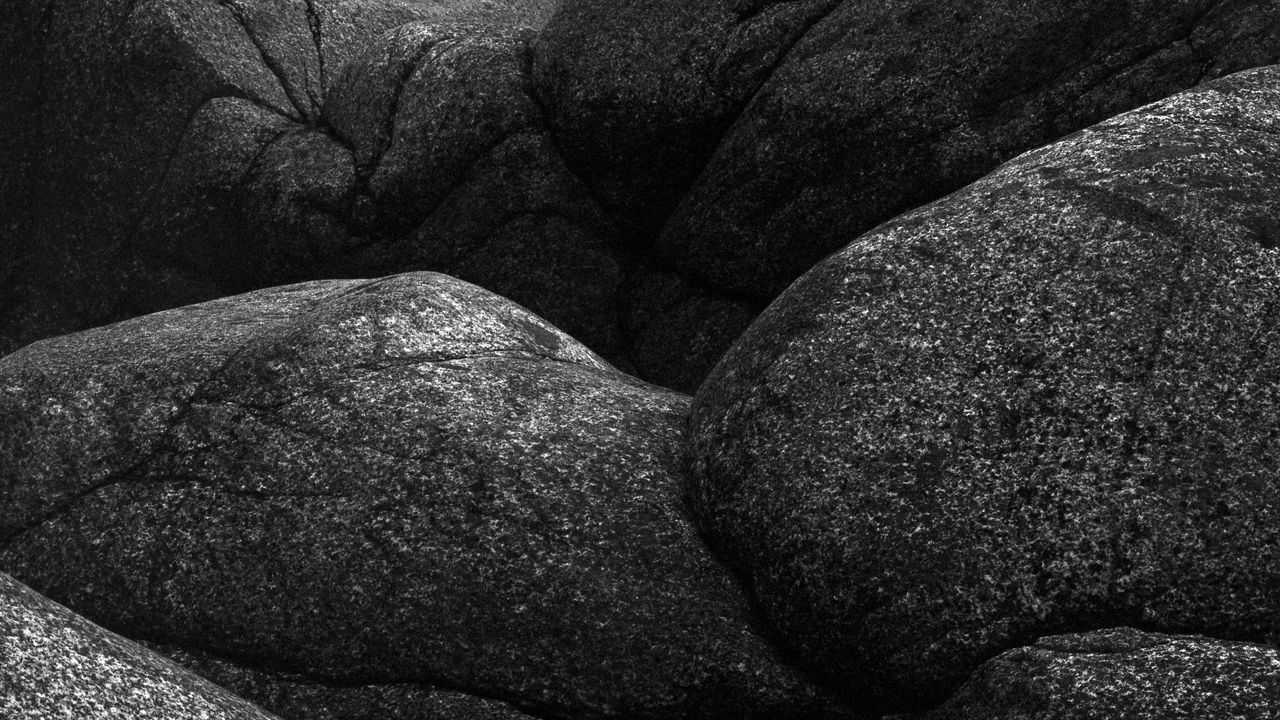 Wallpaper stones, relief, black and white, dark