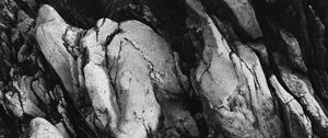 Preview wallpaper stones, relief, grass, black and white