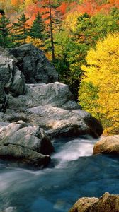 Preview wallpaper stones, river, autumn, for