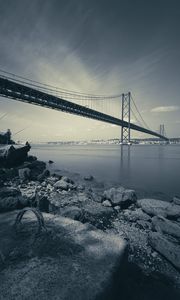 Preview wallpaper stones, river, bridge, nature