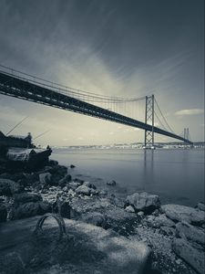 Preview wallpaper stones, river, bridge, nature