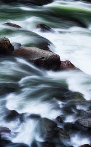 Preview wallpaper stones, river, cascade, water, nature