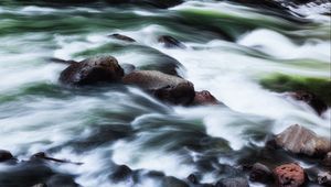 Preview wallpaper stones, river, cascade, water, nature