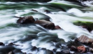 Preview wallpaper stones, river, cascade, water, nature