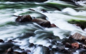 Preview wallpaper stones, river, cascade, water, nature