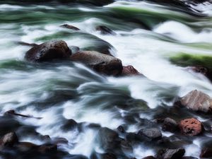 Preview wallpaper stones, river, cascade, water, nature