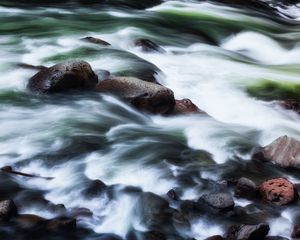 Preview wallpaper stones, river, cascade, water, nature