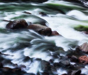 Preview wallpaper stones, river, cascade, water, nature