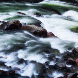 Preview wallpaper stones, river, cascade, water, nature