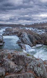 Preview wallpaper stones, river, cascade, relief, nature