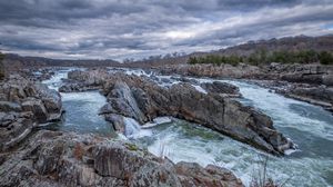 Preview wallpaper stones, river, cascade, relief, nature
