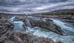 Preview wallpaper stones, river, cascade, relief, nature