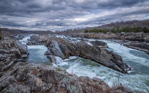 Preview wallpaper stones, river, cascade, relief, nature