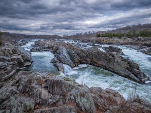 Preview wallpaper stones, river, cascade, relief, nature
