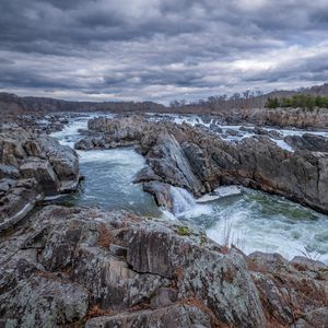 Preview wallpaper stones, river, cascade, relief, nature