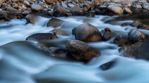 Preview wallpaper stones, river, freezelight, nature