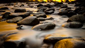 Preview wallpaper stones, river, long exposure