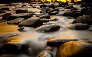 Preview wallpaper stones, river, long exposure