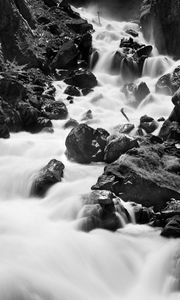 Preview wallpaper stones, river, nature, black and white