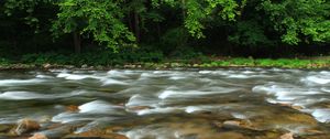 Preview wallpaper stones, river, trees, stream