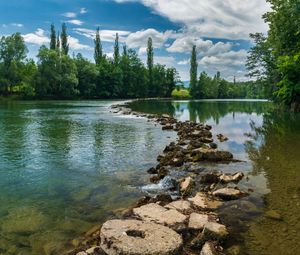 Preview wallpaper stones, river, trees, landscape