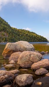 Preview wallpaper stones, river, water, mountain