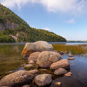 Preview wallpaper stones, river, water, mountain