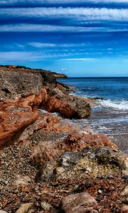 Preview wallpaper stones, rocks, coast, waves