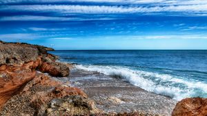 Preview wallpaper stones, rocks, coast, waves