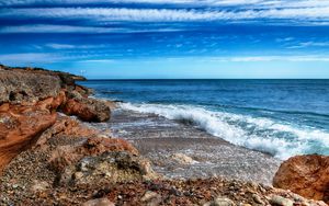 Preview wallpaper stones, rocks, coast, waves