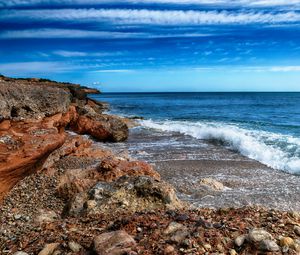 Preview wallpaper stones, rocks, coast, waves