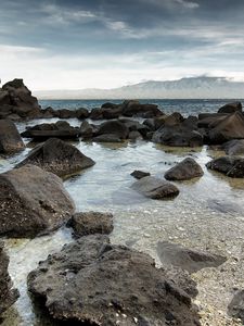 Preview wallpaper stones, rocks, cobble-stones, blocks, water, transparent, bottom