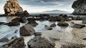 Preview wallpaper stones, rocks, cobble-stones, blocks, water, transparent, bottom