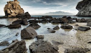 Preview wallpaper stones, rocks, cobble-stones, blocks, water, transparent, bottom