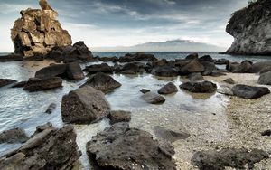 Preview wallpaper stones, rocks, cobble-stones, blocks, water, transparent, bottom