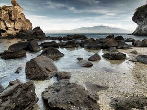 Preview wallpaper stones, rocks, cobble-stones, blocks, water, transparent, bottom