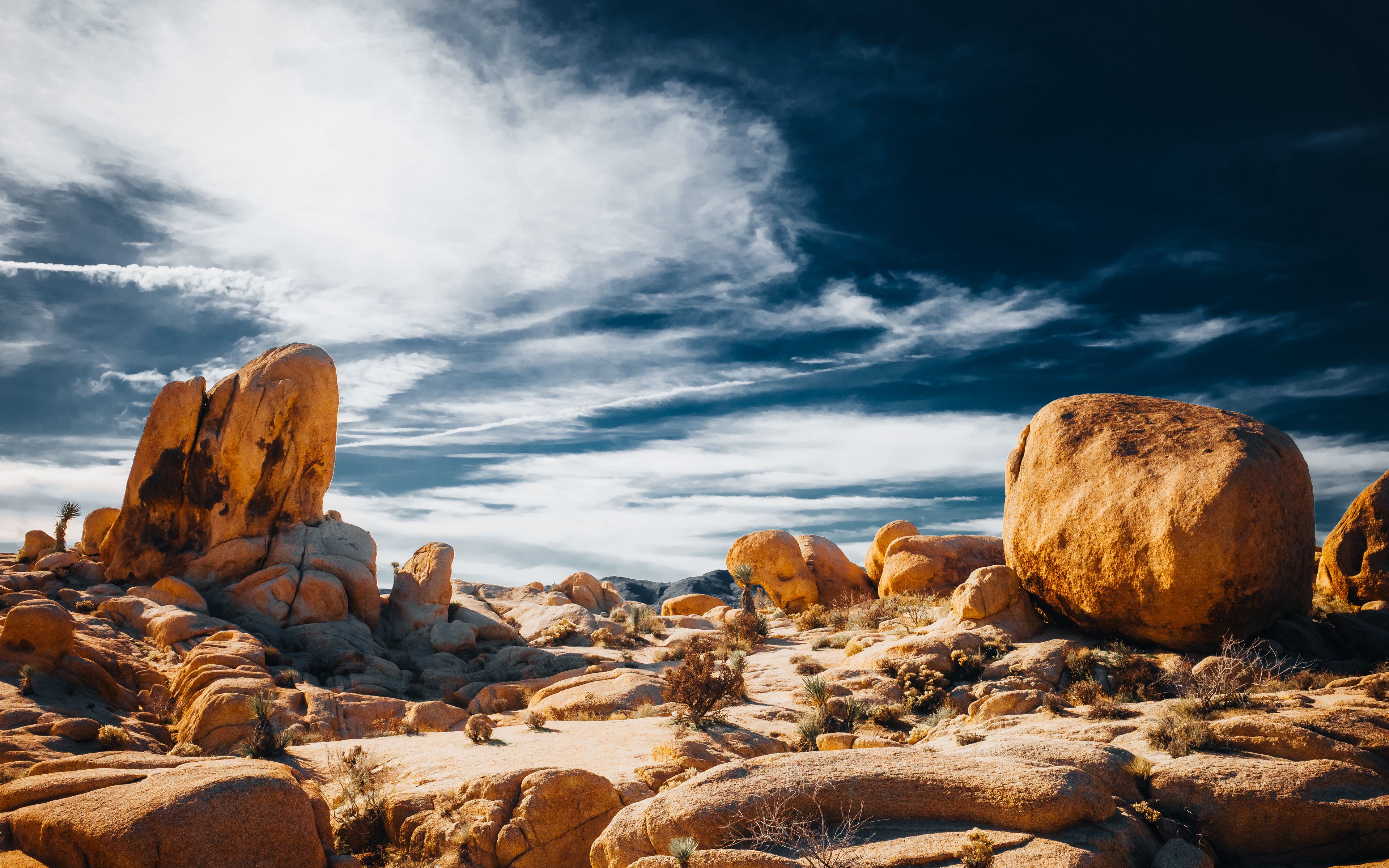 Download wallpaper 3840x2400 stones, rocks, field, clouds, sky, nature ...