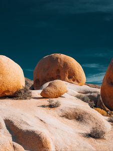 Preview wallpaper stones, rocks, grass, clouds, nature