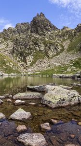 Preview wallpaper stones, rocks, lake, landscape, nature